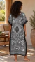 Vestido Kaftan Longo Feminino Preto Estampado Étnico Boho Chic na internet