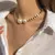 Choker Corrente Cubana Detalhe em Pérolas - Valentina Store