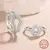 Conjunto de Anel de Casamento Feminino, 2 Peças, Prata Esterlina 925. - comprar online