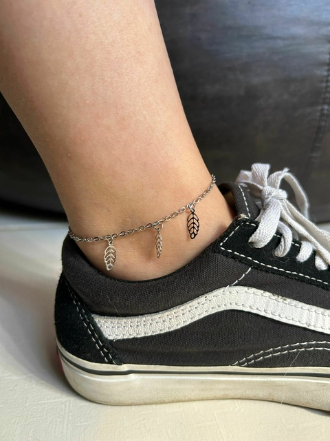 Tornozeleira Folhinhas - Aço Inox - comprar online