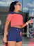 Cropped Bicolor marinho e salmão - Kaizen Sport