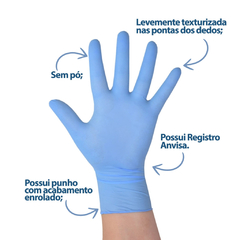 Luva VinilNitrilo Azul Sem Po Resistente 100 Unidades - loja online
