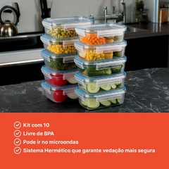 Potes de Vidro Hermético Marmita Fit C/Tampa e 4 Travas - comprar online