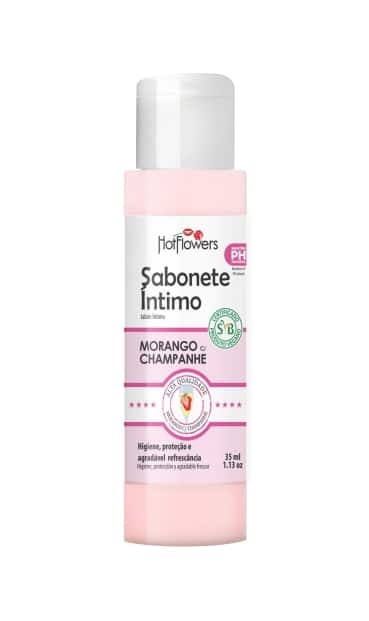 Sabonete Íntimo Líquido Morango com Champanhe 35Ml Hot Flowers