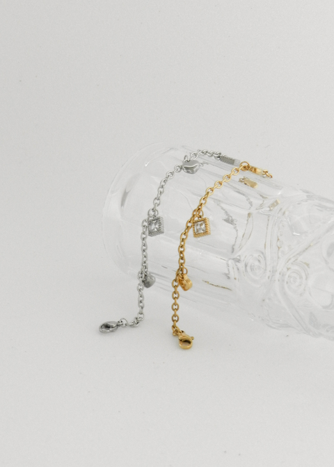 Pulseira Pingentes Coração Ponto de Luz Aço Inoxidável - comprar online