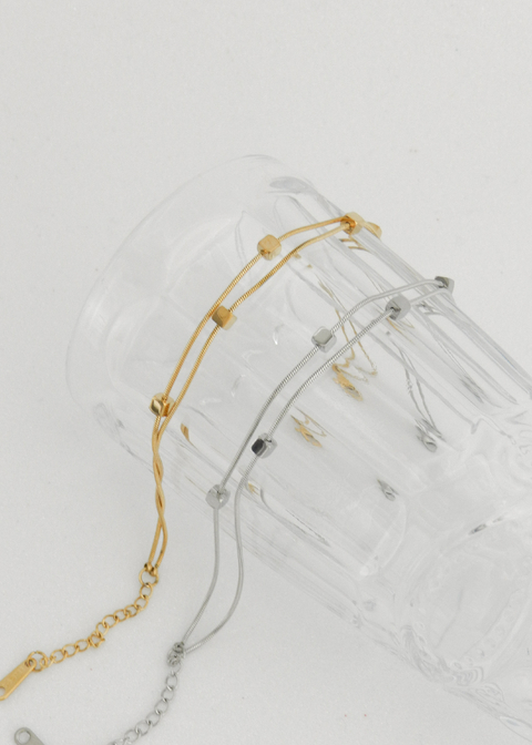 Pulseiras Cubos Fio Duplo Aço Inoxidável - comprar online