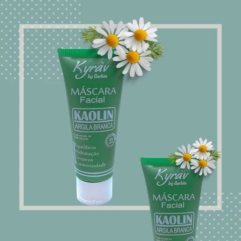 Máscara Facial Argila Branca Kaolin + Chá Verde Kyrav 30g