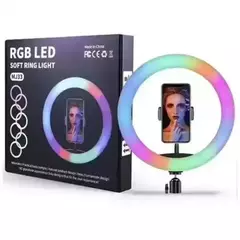 FLASH ARO LED 33CM RGB REGULADOR INTENSIDAD CALIDO FRIO CELULAR SELFIE SIN TRIPODE - comprar online