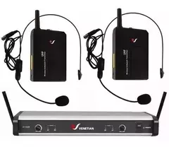 Micrófono Inalámbrico Uhf Doble Vincha Venetian Ut-832v Color Negro - comprar online