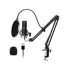 MICROFONO CONDENSER FILTRO STREAMING USB + SOPORTE BRAZO KIT - comprar online