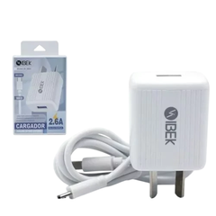 CARGADOR CELULAR CABEZAL CON CABLE MICRO USB V8 DESMONTABLE IBEK 2.6A IB-2603 1 METRO - comprar online