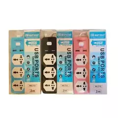 ZAPATILLA 2 USB CARGA Y 3 TOMAS ELECTRICOS CABLE 2 METROS T13 2500W MAX - comprar online