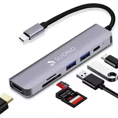 HUB USB 6 EN 1 PUERTOS USB 2.0/USB 3.0/USB TIPO C/HDMI 4K HD/SD MICRO SD CONECTOR MOVIL SUONO - comprar online
