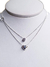 Collar Doble Dije Cubic Y Corazón Plata 925 Para Regalo
