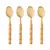 Conjunto 4 Colheres de Sobremesa de Aço Inox com Cabo de Bambu Natural Dourado - comprar online