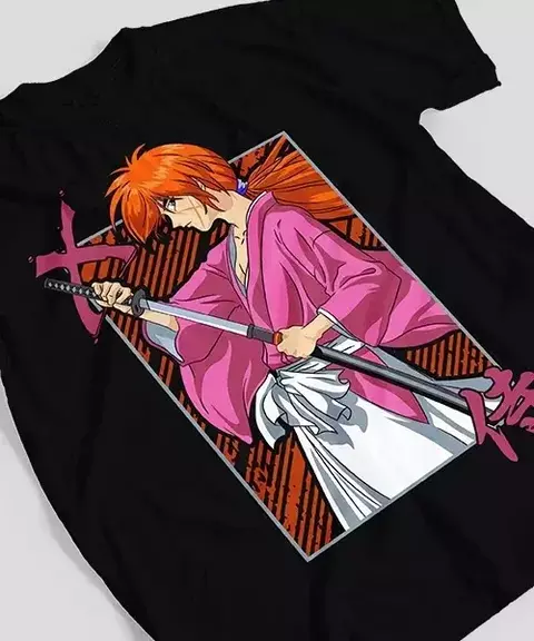 Camiseta Anime Algodão, Samurai X, Rurouni Kenshin, Camisa Unisex