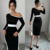 Vestido Preto e Branco Longo