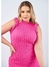Vestido Canelado Midi Com Babado na Manga