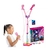 Microfone Infantil Duplo com Pedestal – Karaokê Iluminado Ajustável (85-120cm)