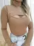 Body Feminino em Anarruga Manga Longa Recorte e Gola Clecia Ref. 921