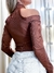 Cropped Feminino em Ribana Manga Longa Costa Única com Gola Laiara Ref. 915
