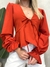 Blusa Feminina Manga Longa em Crepe Boho Chic com Amarração Luiza Ref. 1433 na internet