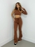 Conjunto Feminino em Anarruga Calça Flare e Cropped Nula Manga Noemi Ref. 1479