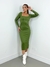 Vestido Feminino Midi em Ribana Manga Longa Decote Quadrado Eduarda Ref. 1462 na internet