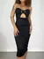 Vestido Feminino Midi em Ribana Sem Alça com Recorte e Fivela Barbara Ref. 1382 - comprar online