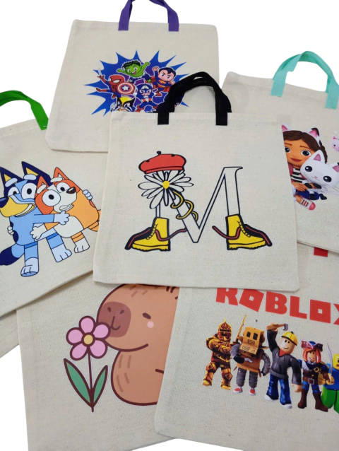 MINI TOTEBAG X 20 UNIDADES ESTAMPADA PERSONALIZADA