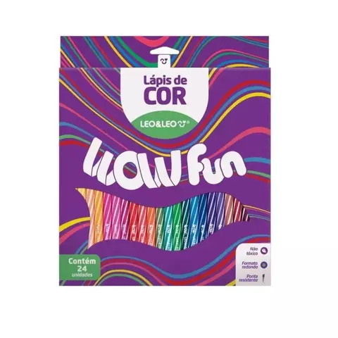 Lápis De Cor Wow 24 Cores Redondo - Leo&Leo