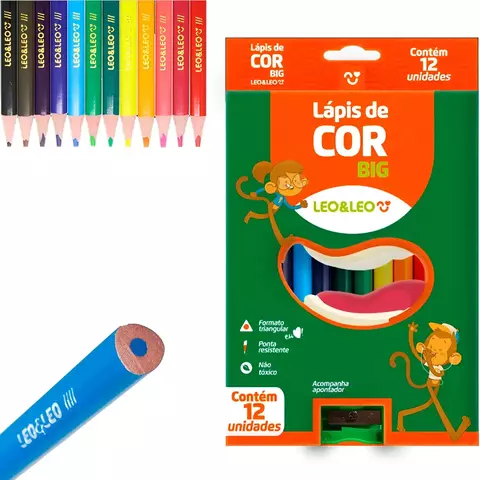 Lápis de cor 12 CORES BIG 150MM - LEO E LEO
