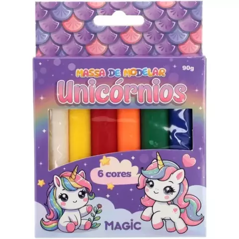 Massa de modelar 6 cores 90g - unicornio - MAGIC