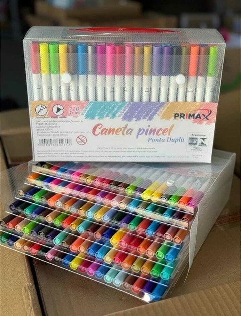 Caneta Ponta Dupla - 80 Cores - ( BRUSH + FINELINER) - PRIMAX