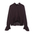 Willshela moda feminina marrom volta arco rendas até babados plissado pulôver blusa vintage o pescoço feminino chique senhora camisas