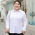 Plus size blusa camisa branca feminina 2024 primavera moda plus size roupas femininas sólido básico ol das mulheres topos 4xl 5xl 6xl blusas - comprar online