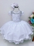Vestido de Daminha Longo Branco com Nervura no Peito e Pérolas - comprar online