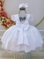 Vestido Infantil Branco Busto Nervura Apliques Flores Festas - Nixer - Vestidos de Festa, Moda Infantil, Daminhas, Noivas e Pajem
