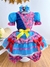 Fantasia Infantil Junino Azul e Rosa Com Flores Coloridas - comprar online