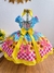 Vestido Infantil Junino Luxo Azul Girassol Colorido na internet