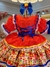 Vestido Junino Arraiá Vermelho e Saia C/ Babados Coloridos