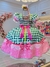 Vestido Infantil Junino Caipira Xadrez Verde e Branco Luxo
