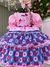 Vestido Bella Child Junino Caipira Luxo Florzinhas Rosa - comprar online