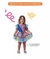 Fantasia Infantil Junino Azul e Rosa Com Flores Coloridas