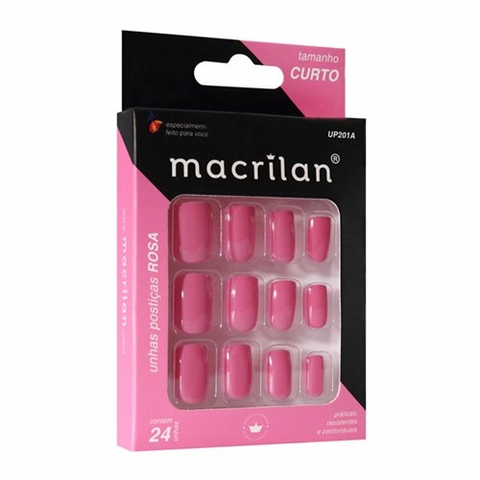Unhas postiças Macrilan tamanho curto cor Rosa UP201A - comprar online
