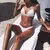 2025 halter sutiã copo biquíni sexy maiô feminino branco banho feminino push - Skynz