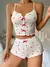 Imagem do Conjunto de pijamas femininos com estampa de coração, tecido canelado macio co