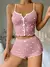 Conjunto de pijamas femininos com estampa de coração, tecido canelado macio co - comprar online