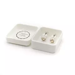 Aros Abridores Corazon 3,5 mm Plata 925 y Cristal - Margaritas Violetas Joyas