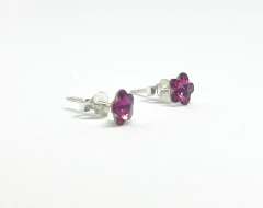 Aros chispas Flor de Cristal de Swarovski - Margaritas Violetas Joyas
